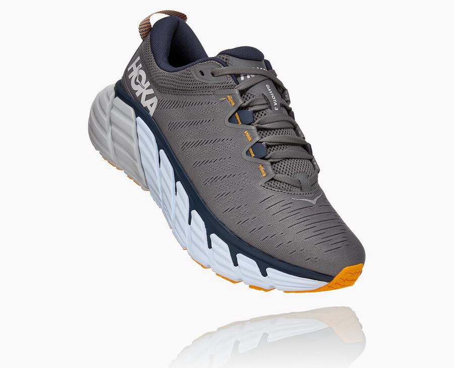 Running Shoes Mens - Hoka One One Gaviota 3 - Grey - MUAOBYT-41